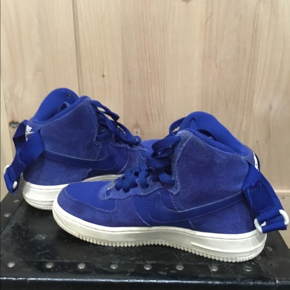 Nike Air Force 1 High Royal Blue Suede Kids Youth Basketball Size 4.5y - Picture 8 of 9
